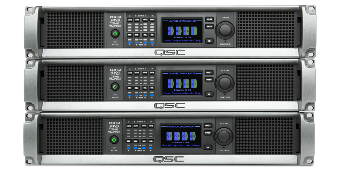 Familia de amplificadores CX-Q de QSC, CX-Q 2K4, CX-Q 4K4, CX-Q 8K4, CX-Q 4K8, CX-Q 8K8,